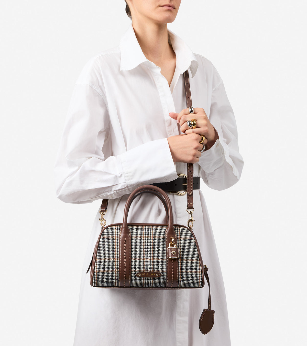Women's Lockheart Small Satchel-Plaid Print-Hickory