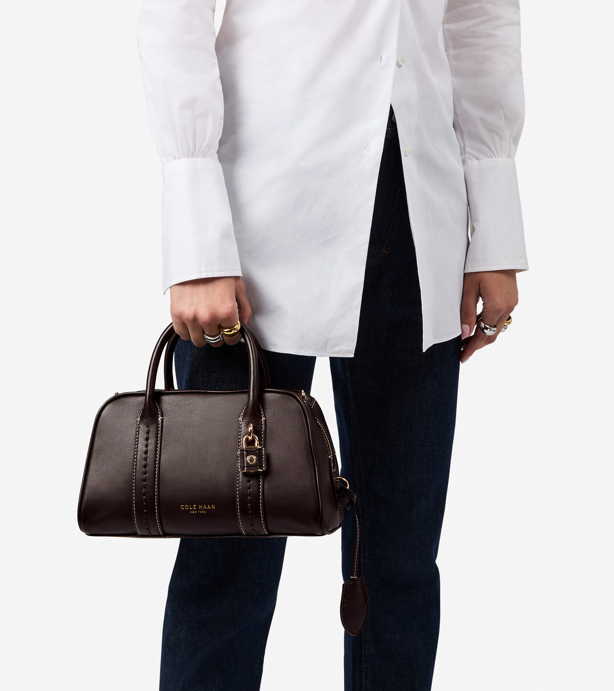 Women's Lockheart Small Satchel-Dark Chocolate