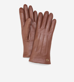 Women's Leather Tech Tip Gloves-Caramel