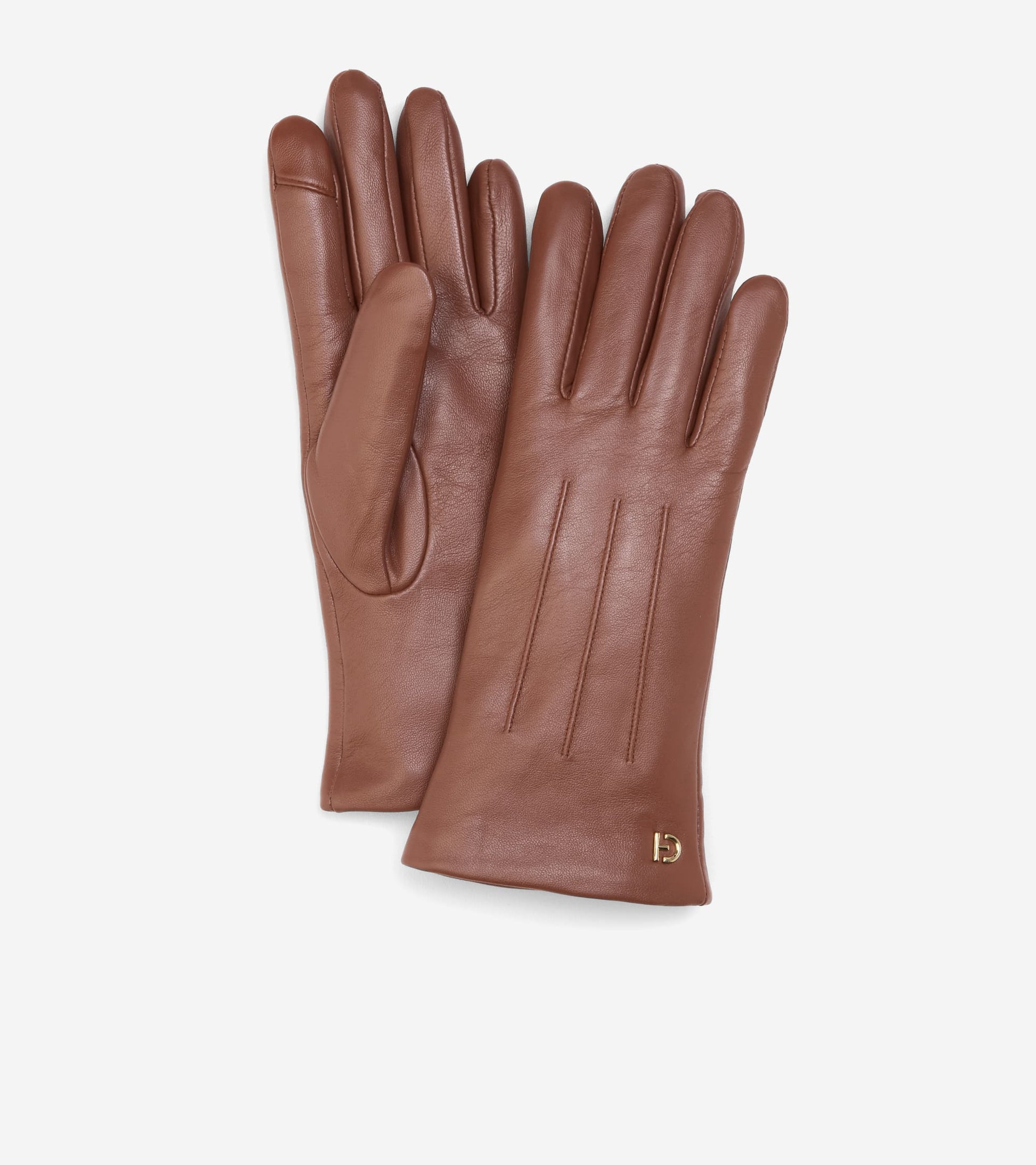 Women's Leather Tech Tip Gloves-Caramel