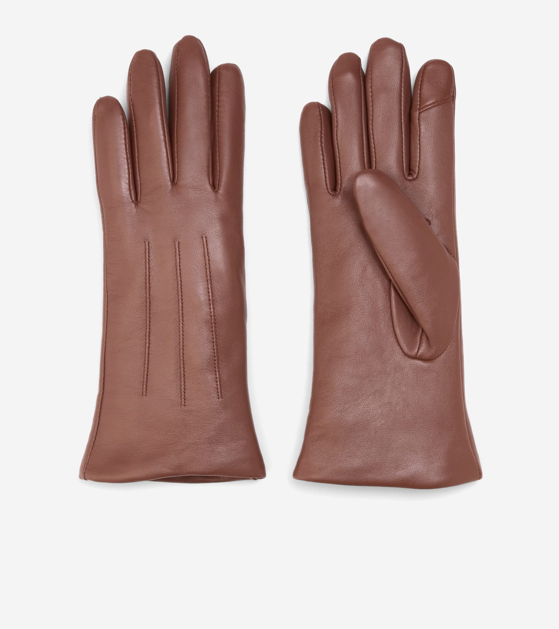 Women's Leather Tech Tip Gloves-Caramel