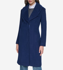 Women's Large Collar Wool Coat-Ink