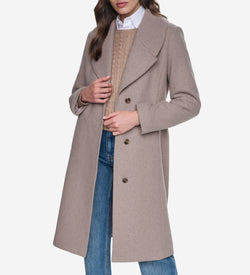 Women's Large Collar Wool Coat-Twig