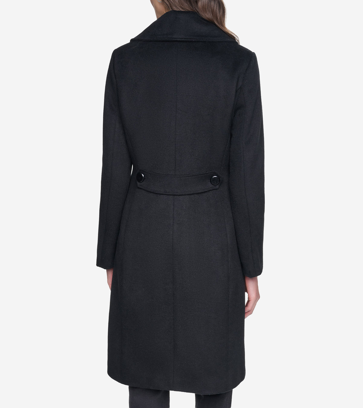 Women's Large Collar Wool Coat-Black