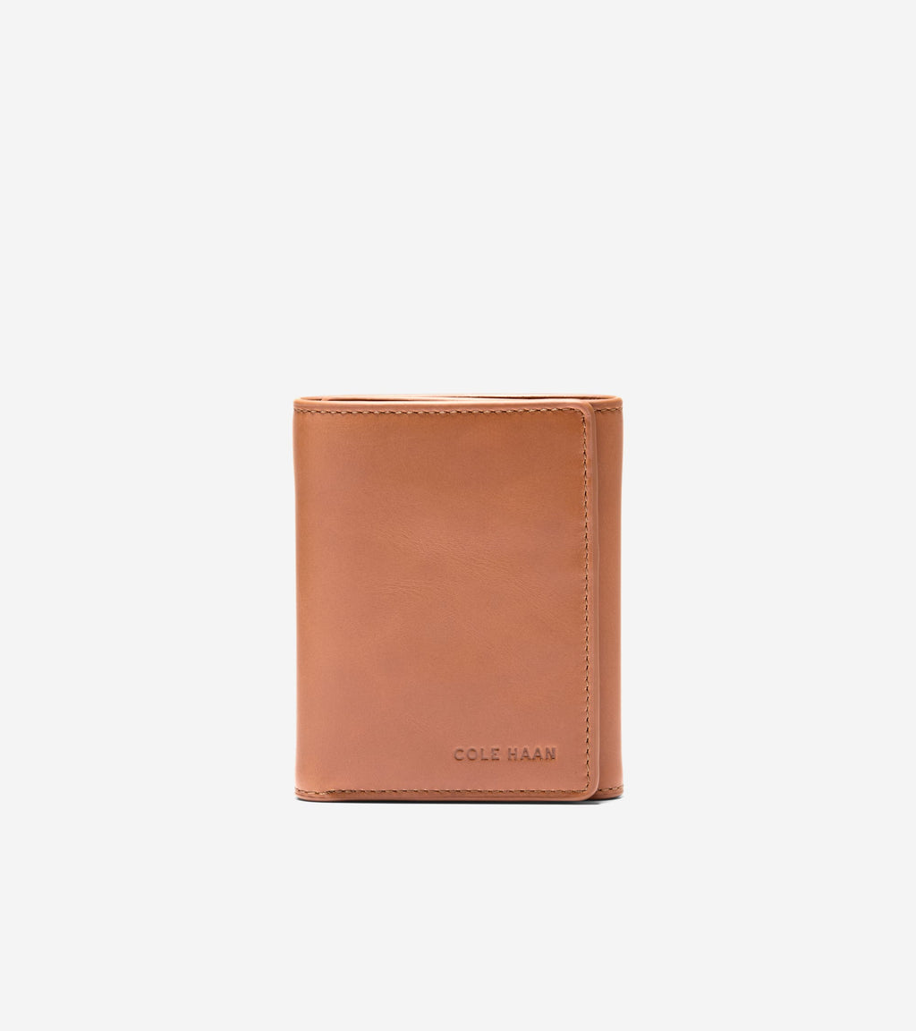 Men's Leather Trifold Wallet-Tan