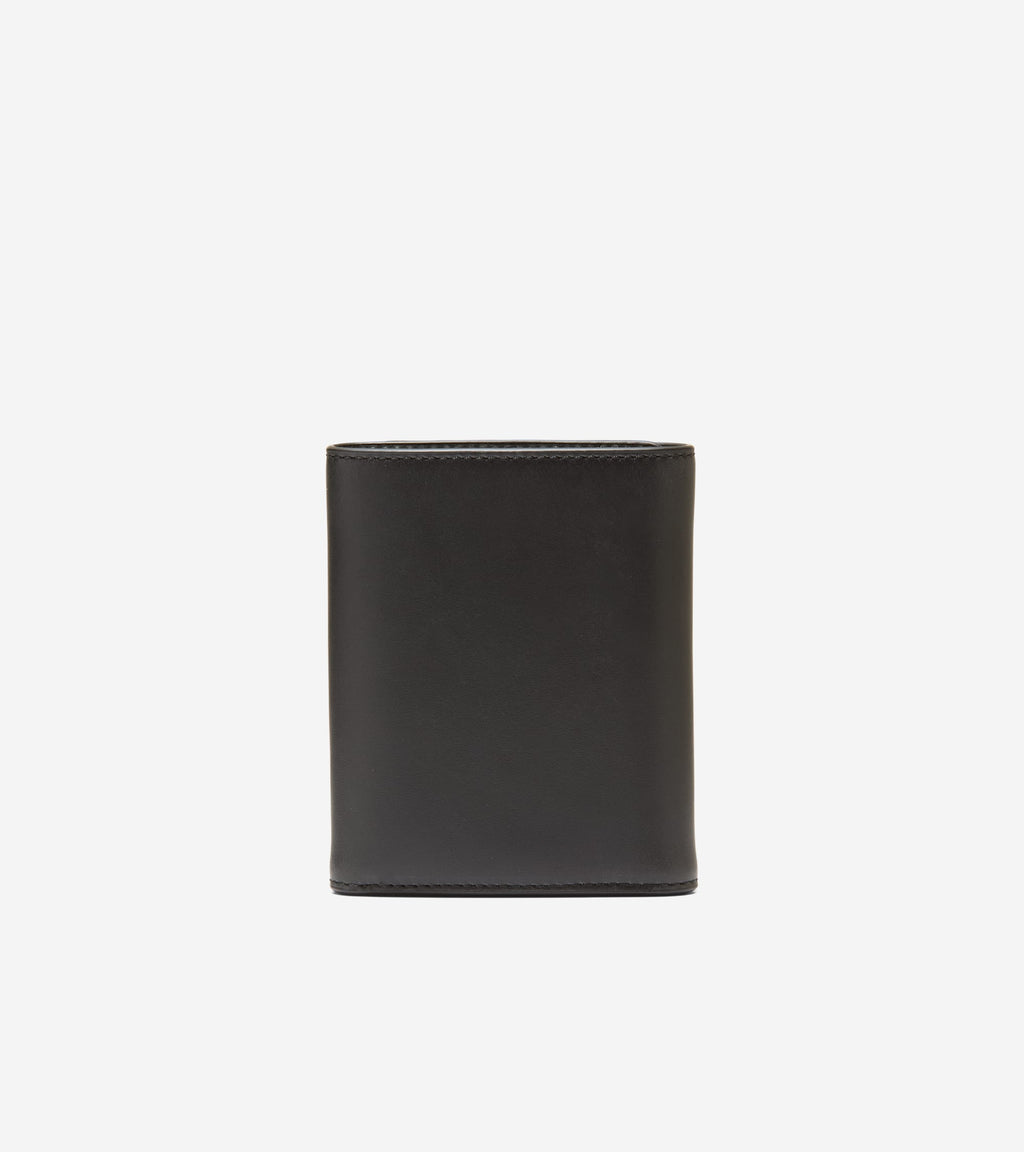 Men's Leather Trifold Wallet-Black