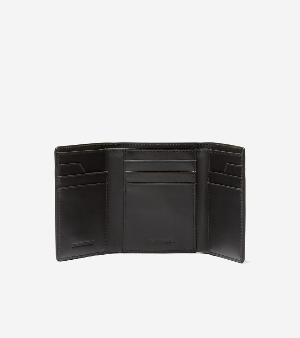 Men's Leather Trifold Wallet-Black