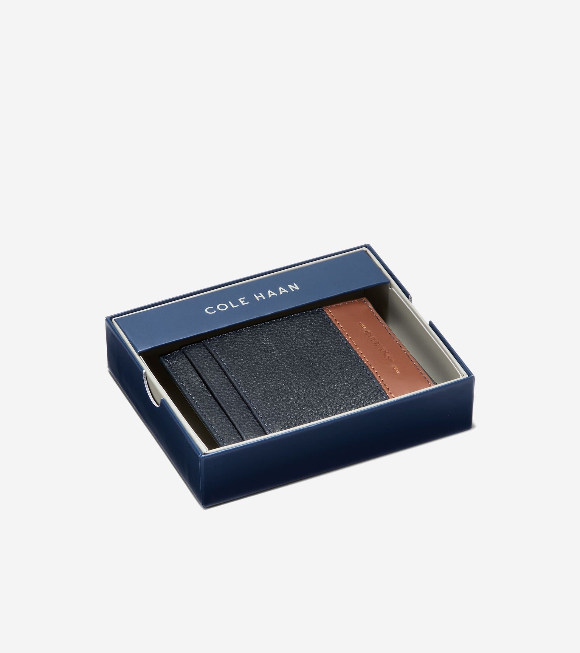 Men's Triboro Card Case-Navy-Tan