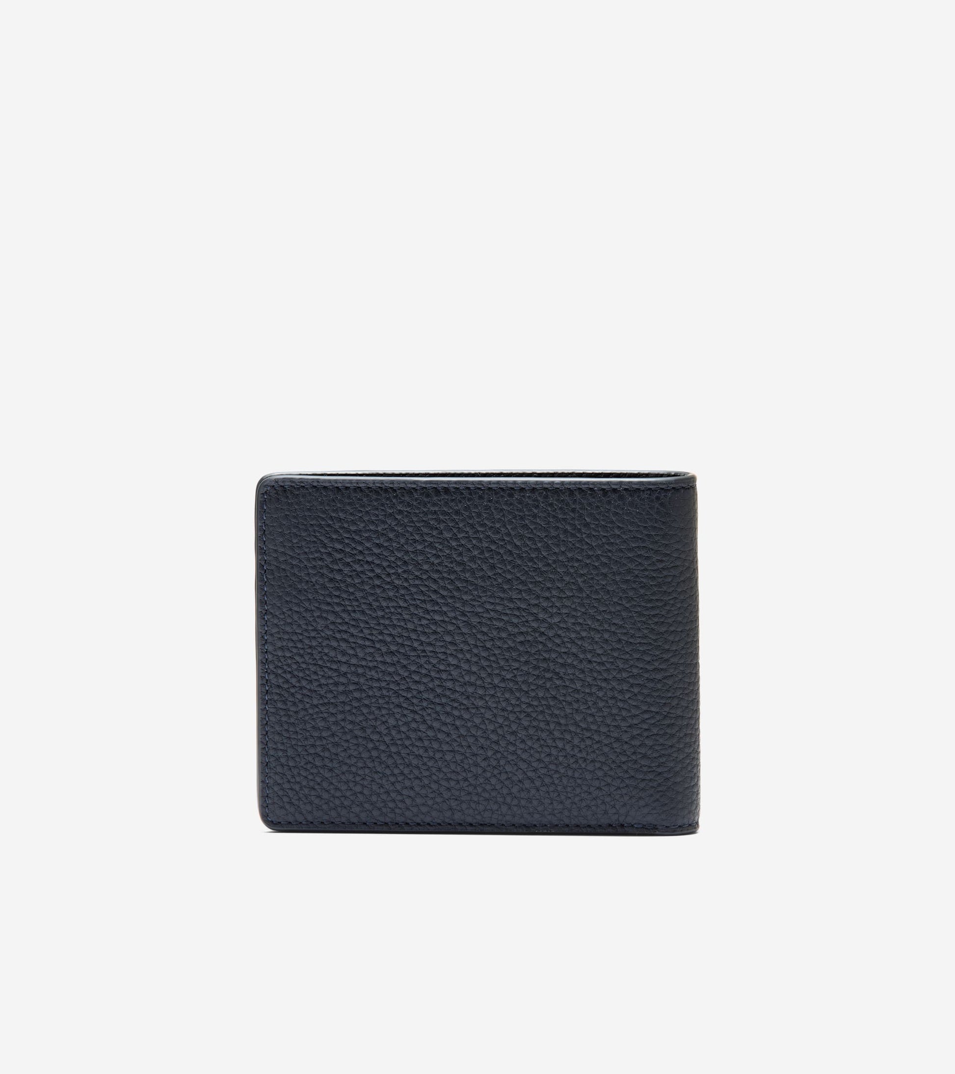 Men's Triboro Leather Wallet-Navy-Tan
