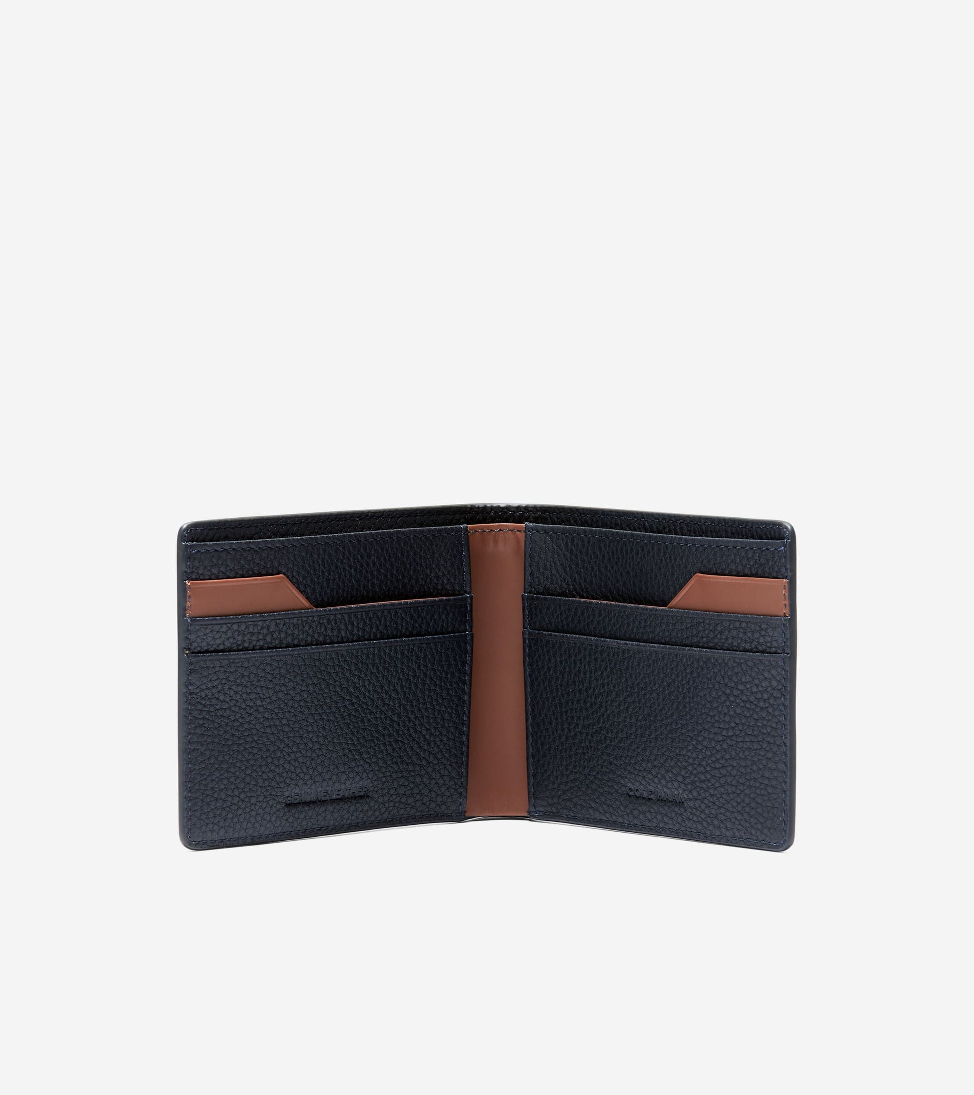 Men's Triboro Leather Wallet-Navy-Tan