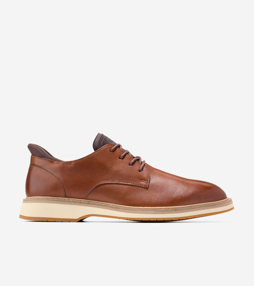 Men's Mansfield Grand Plain Toe Quick-On Oxfords-British Tan-Dark Latte-Angora