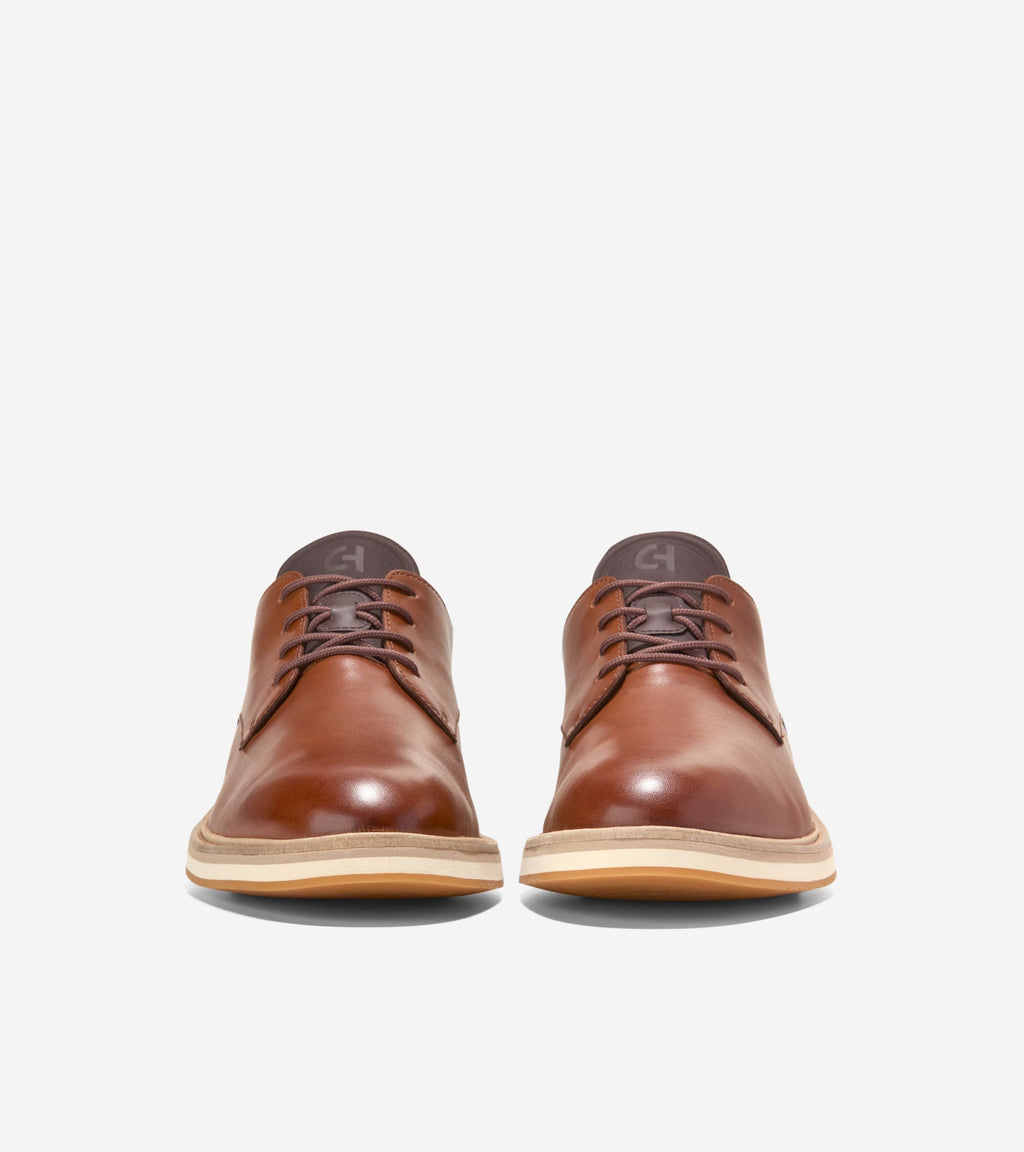 Men's Mansfield Grand Plain Toe Quick-On Oxfords-British Tan-Dark Latte-Angora