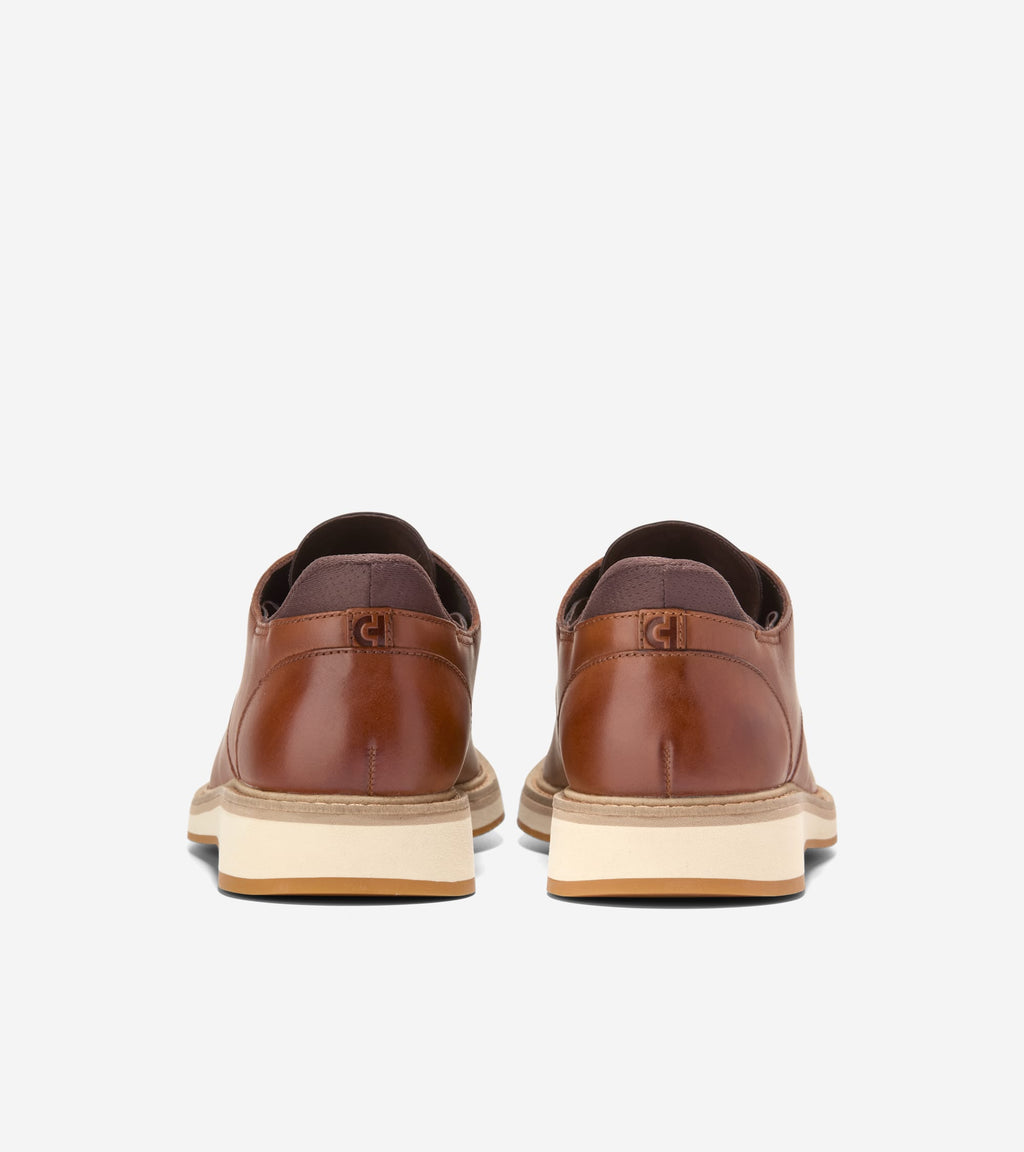 Men's Mansfield Grand Plain Toe Quick-On Oxfords-British Tan-Dark Latte-Angora