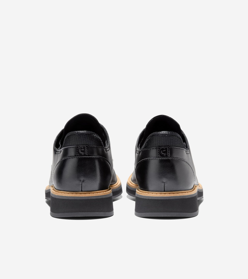Men's Mansfield Grand Plain Toe Quick-On Oxfords-Black-Magnet