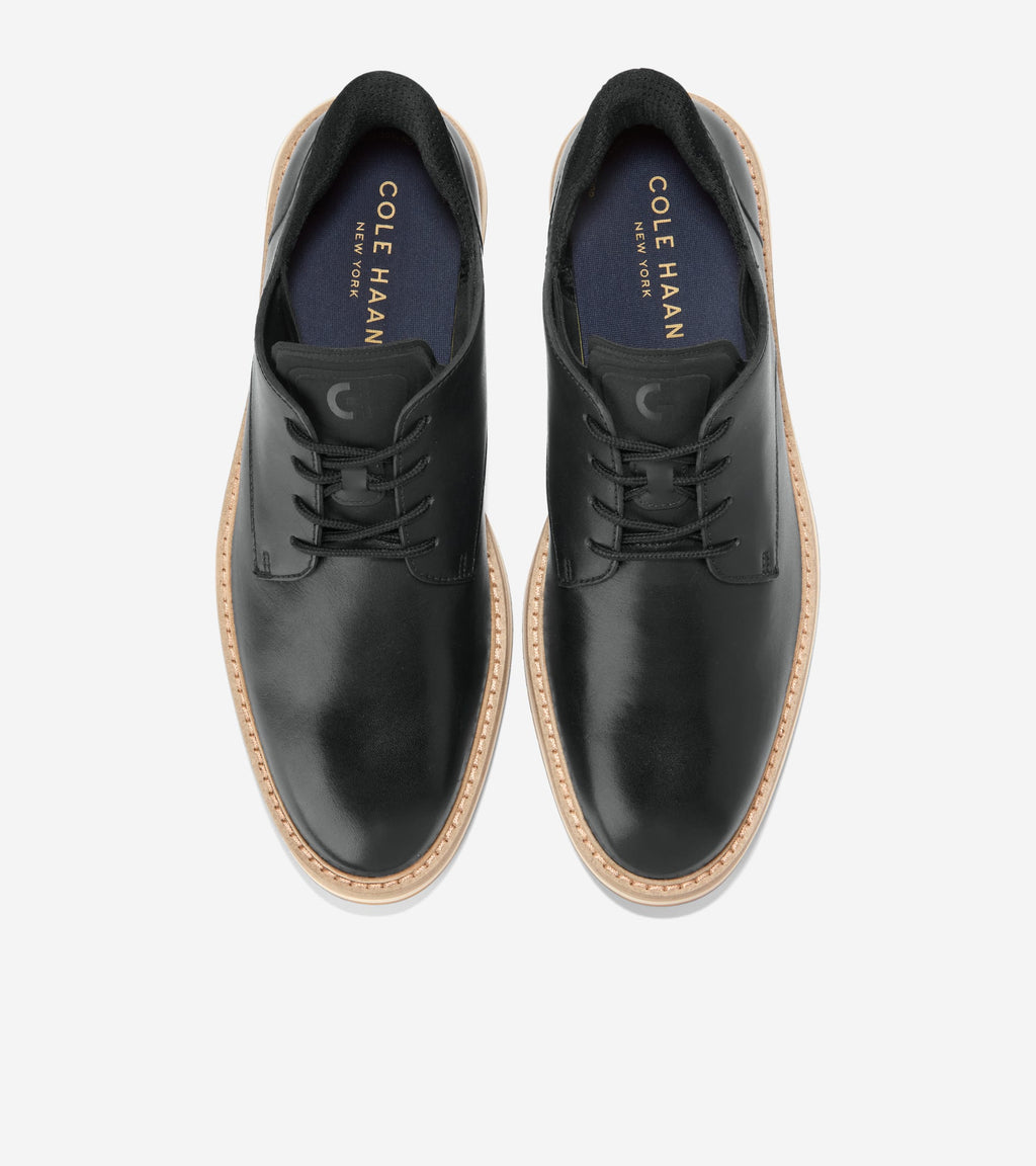 Men's Mansfield Grand Plain Toe Quick-On Oxfords-Black-Dark Latte-Angora
