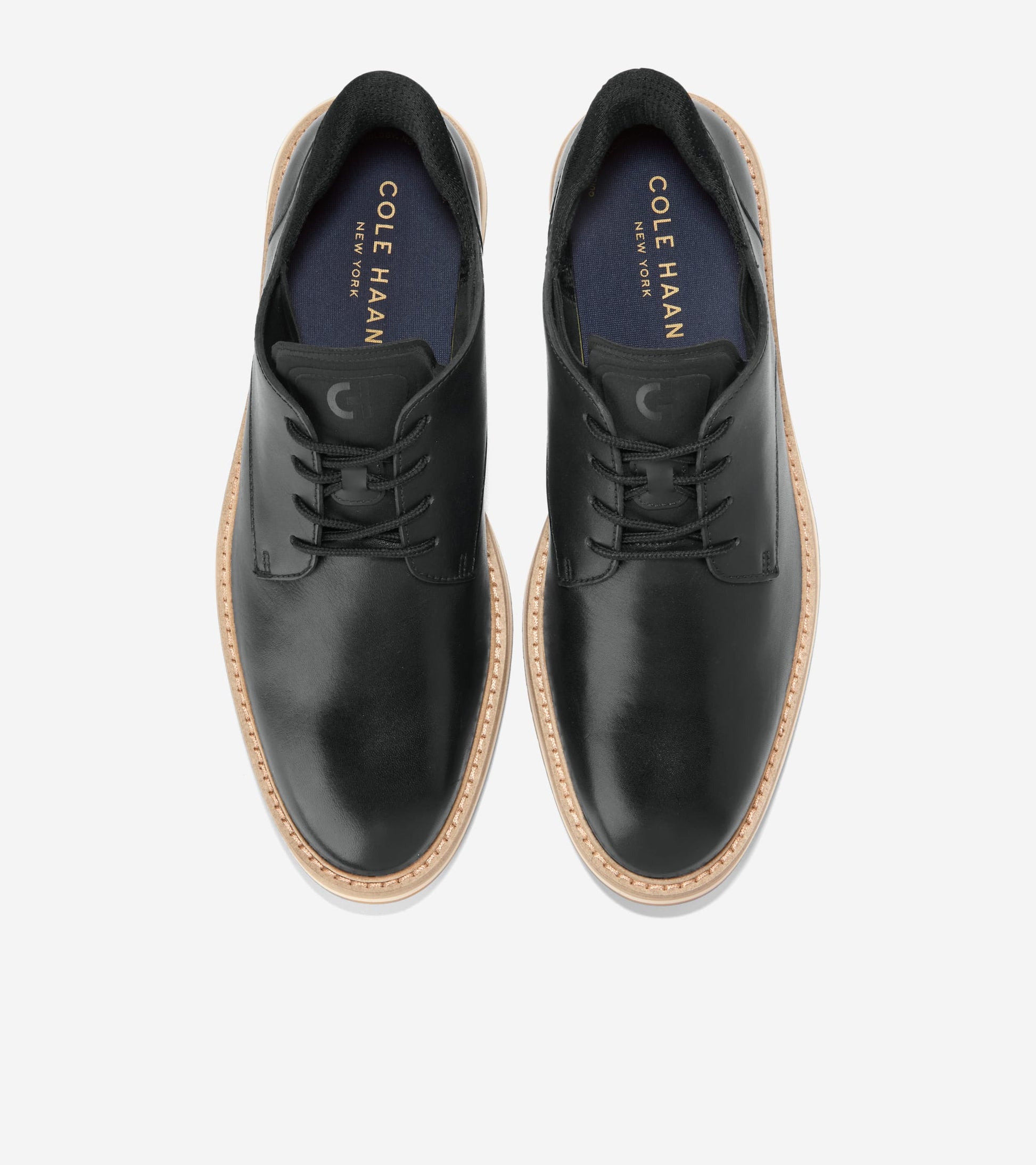 Men's Mansfield Grand Plain Toe Quick-On Oxfords-Black-Dark Latte-Angora