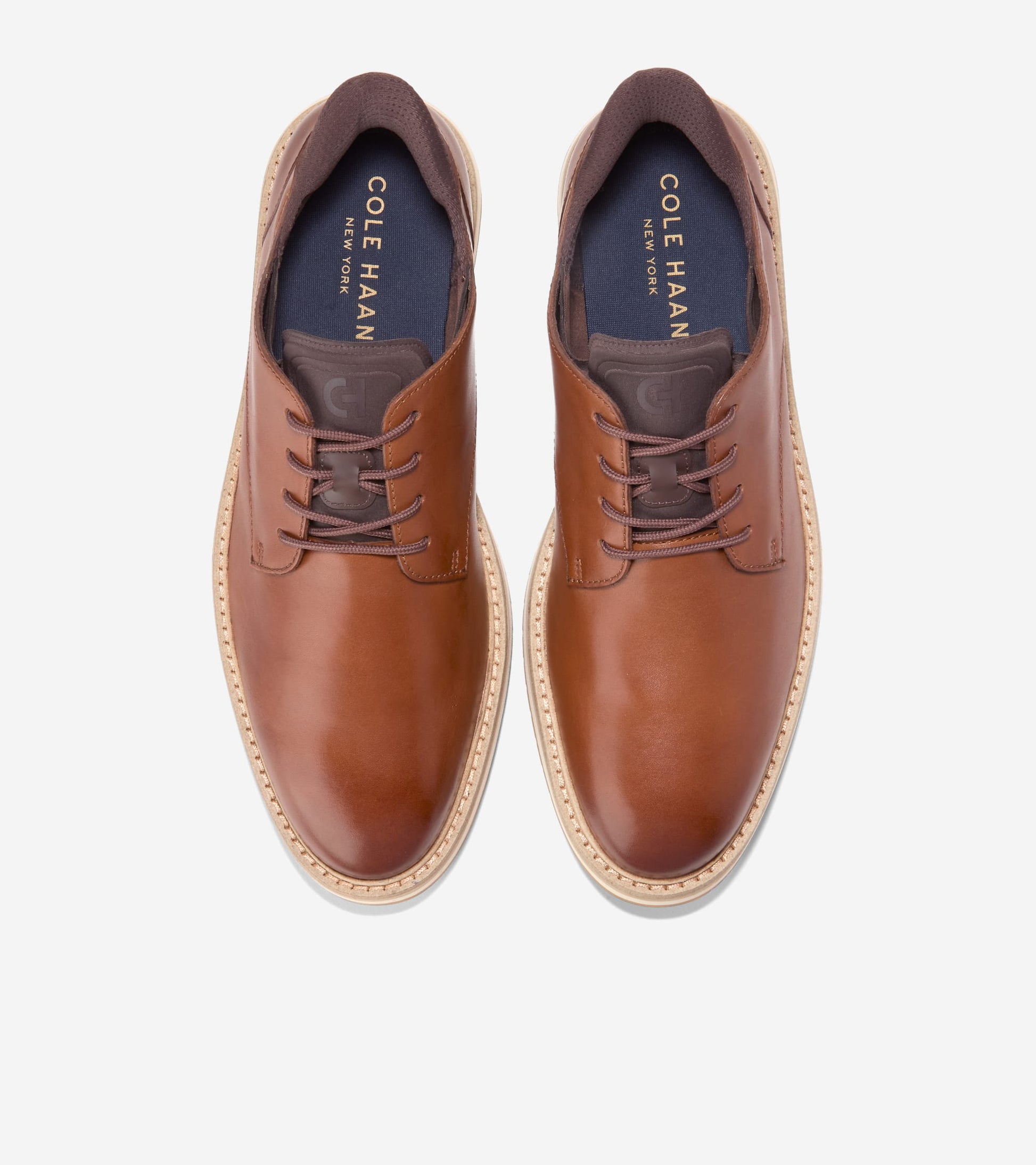 Men's Mansfield Grand Plain Toe Quick-On Oxfords-British Tan-Dark Latte-Angora