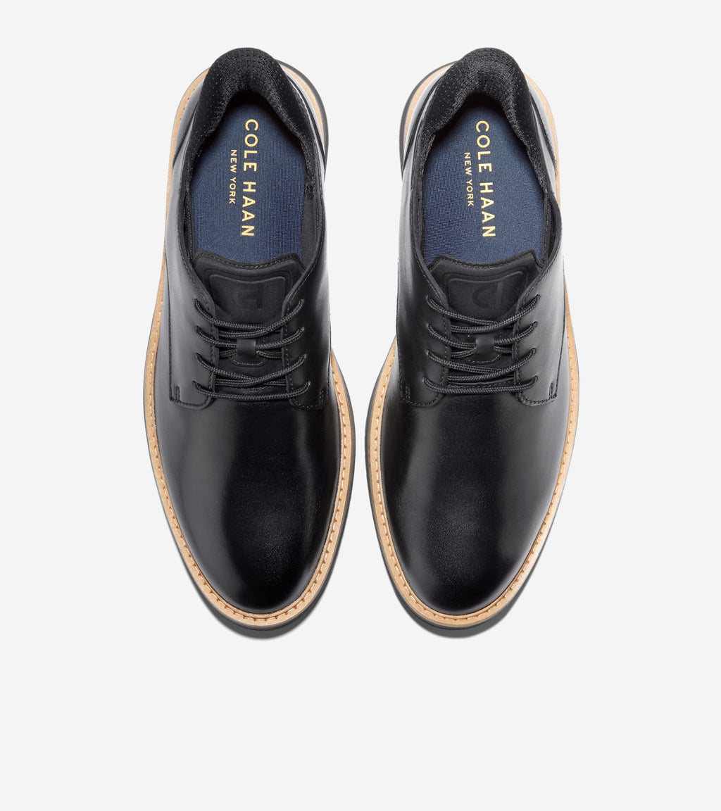 Men's Mansfield Grand Plain Toe Quick-On Oxfords-Black-Magnet