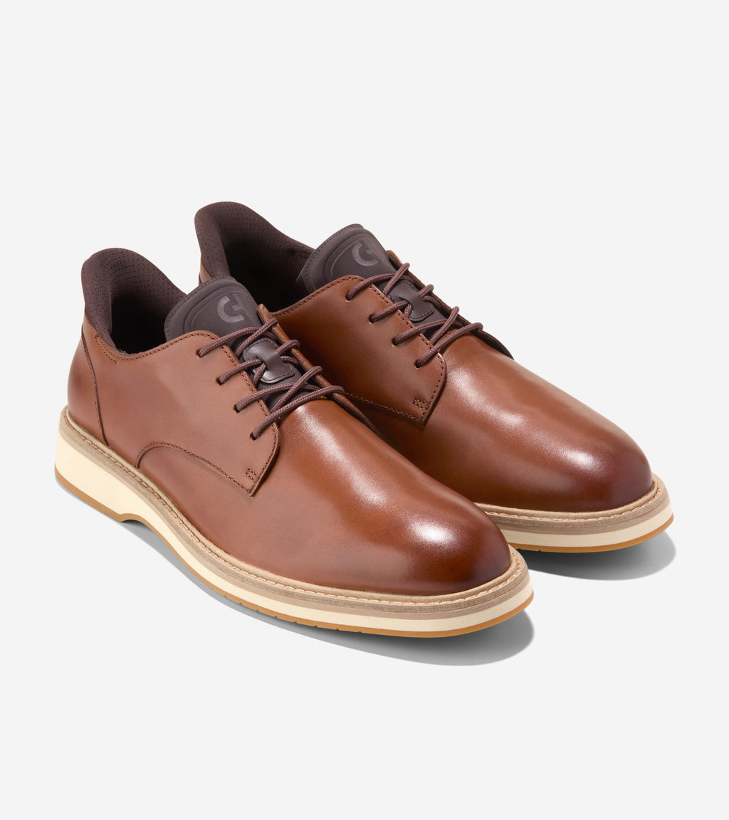 Men's Mansfield Grand Plain Toe Quick-On Oxfords-British Tan-Dark Latte-Angora