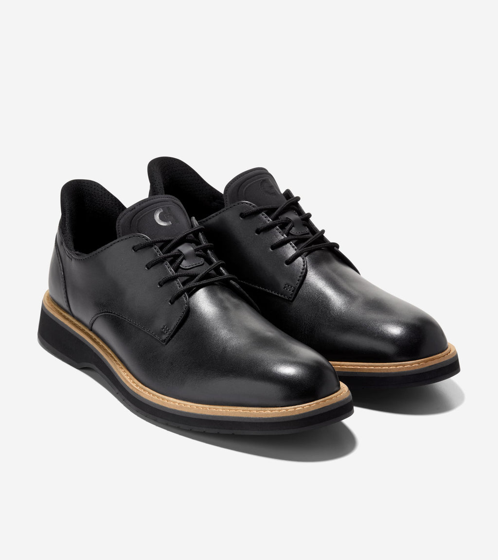 Men's Mansfield Grand Plain Toe Quick-On Oxfords-Black-Magnet