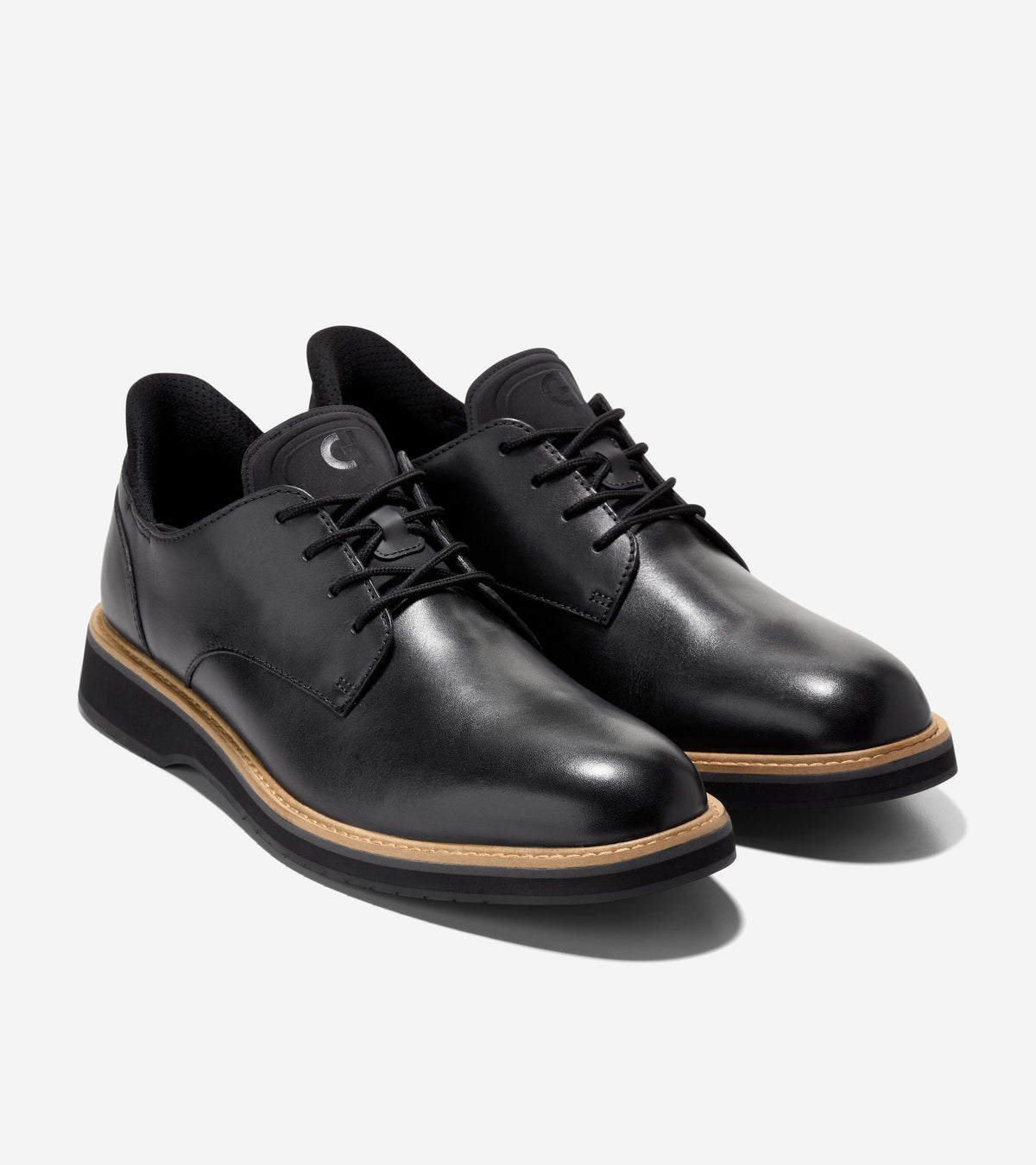 Men's Mansfield Grand Plain Toe Quick-On Oxfords-Black-Magnet