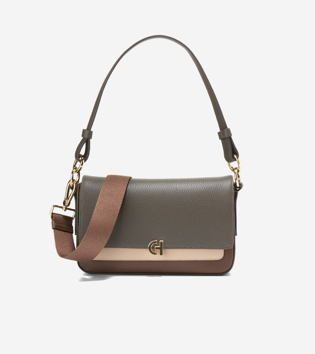 Women's Mini Shoulder Bag-Deep Olive-Light Sesame-Fondue Fudge
