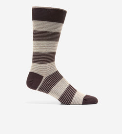 Men's Multi Stripe Dress Crew Socks-Brown Multi