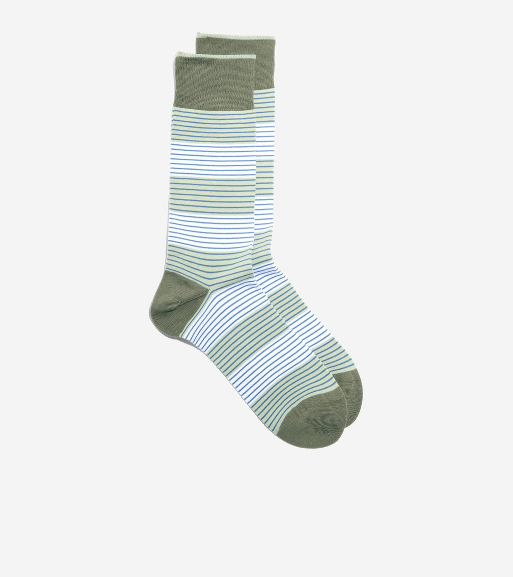 Men's Multi Stripe Dress Crew Socks-Green
