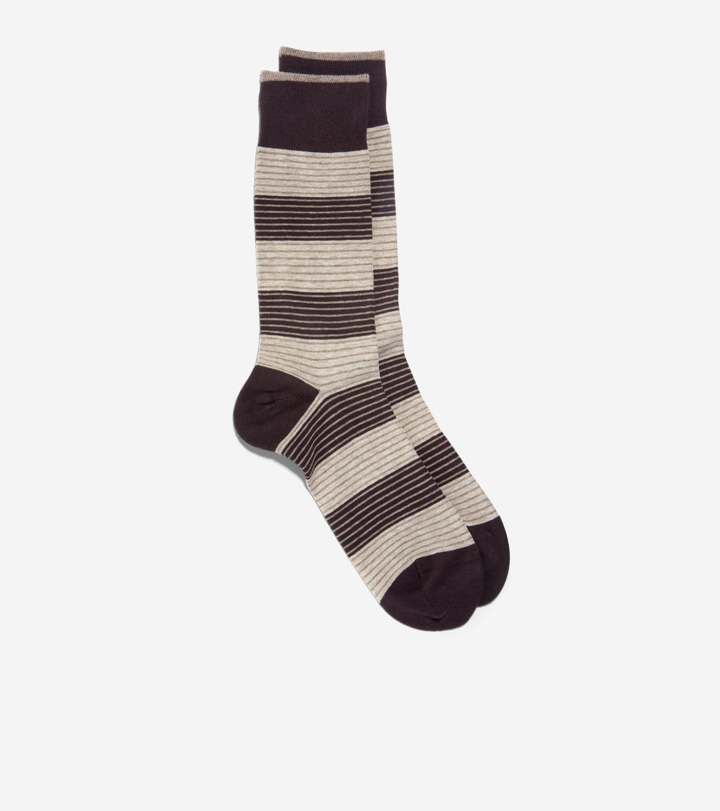 Men's Multi Stripe Dress Crew Socks-Brown Multi