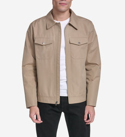 Men's Cotton Trucker Jacket-Khaki