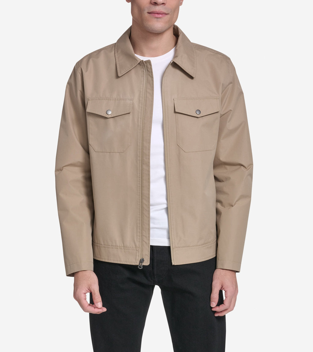 Men's Cotton Trucker Jacket-Khaki