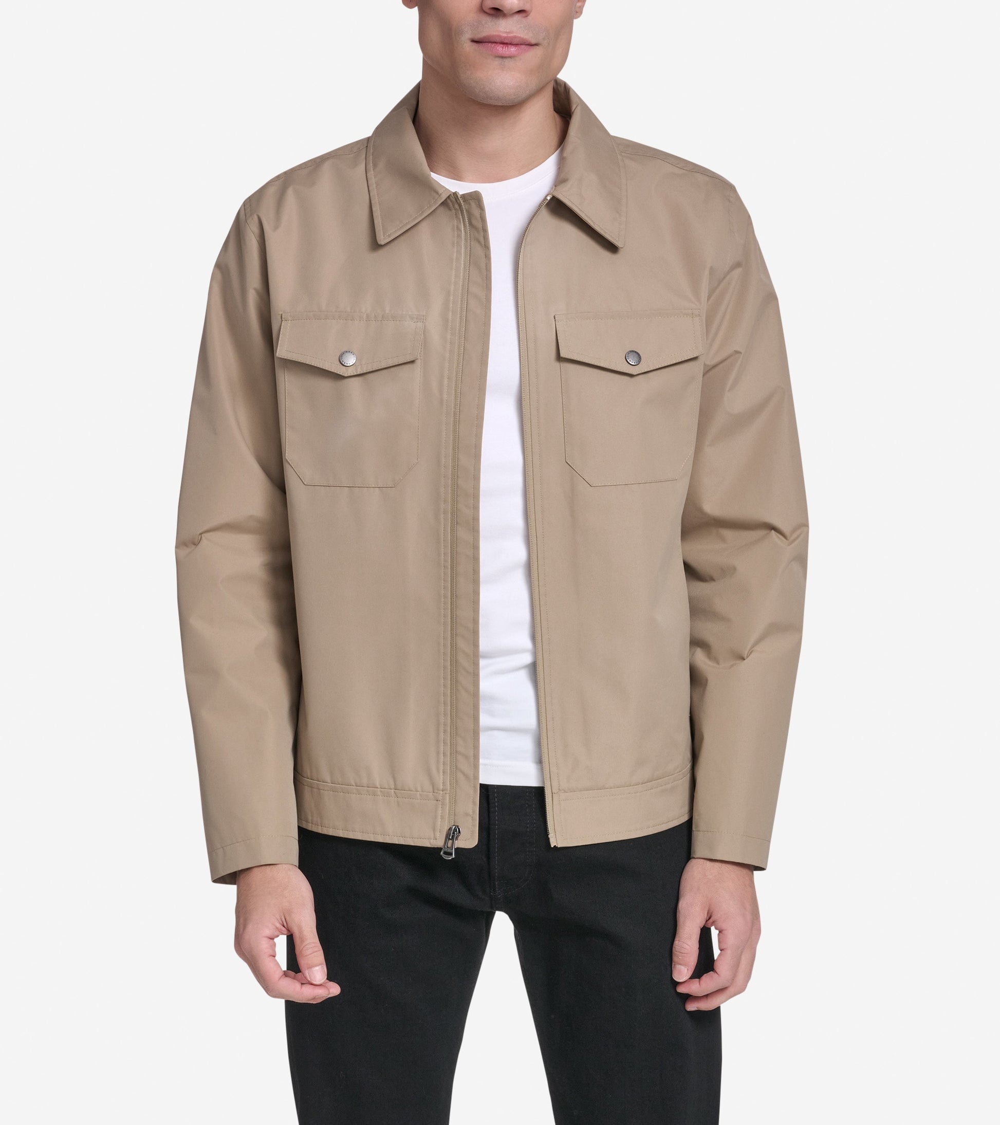 Men's Cotton Trucker Jacket-Khaki