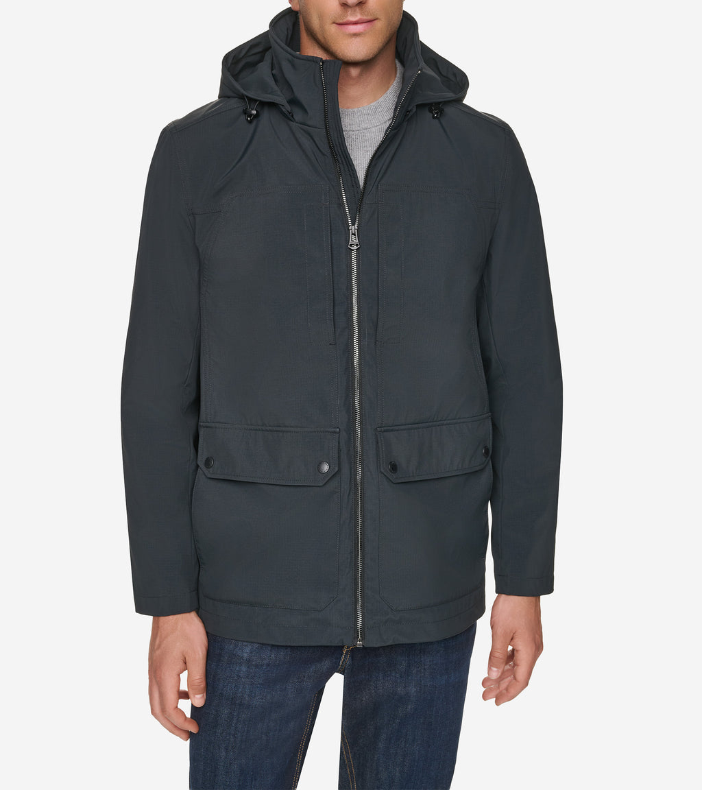 Men's Nylon Anorak Jacket-Black