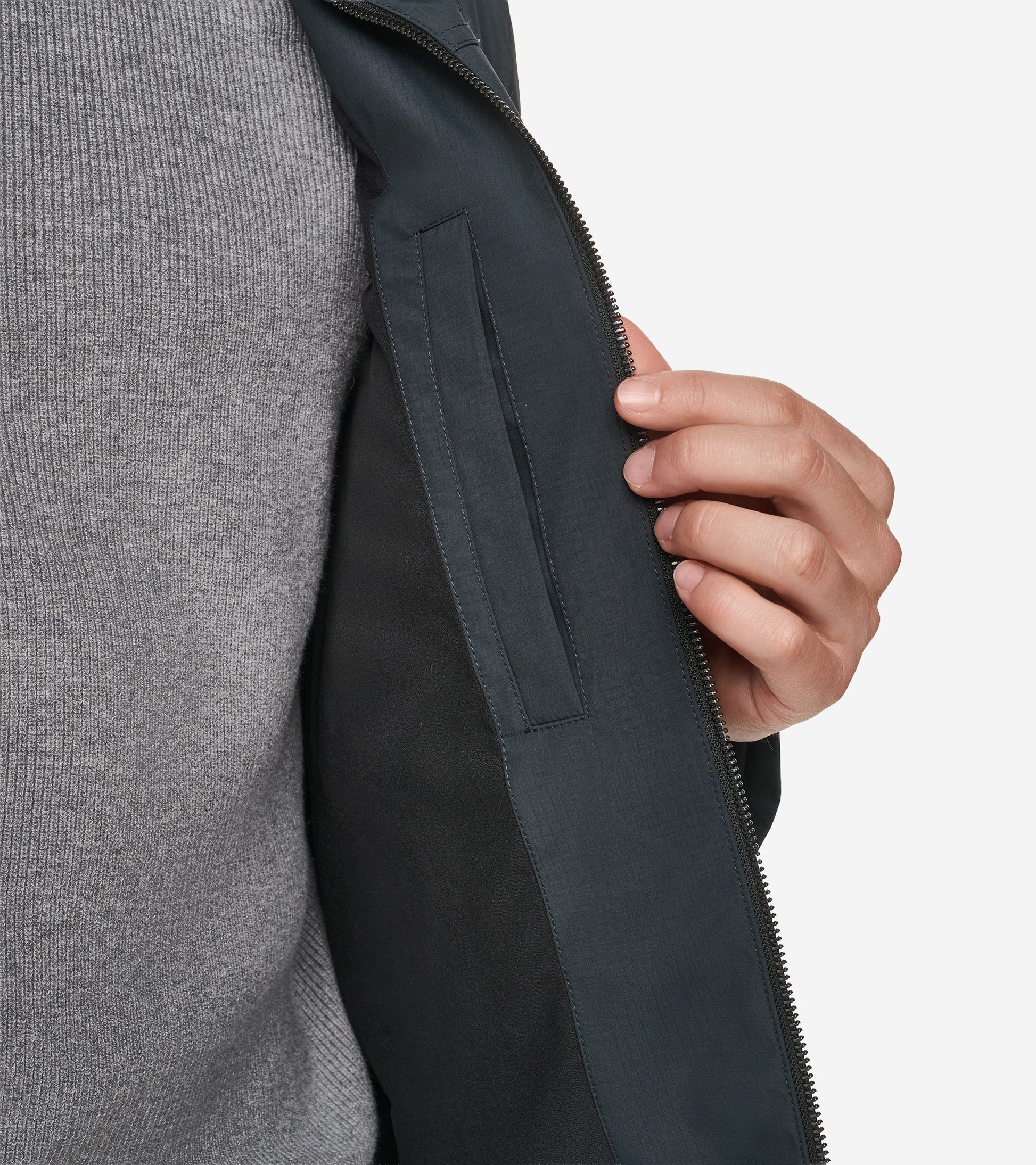 Men's Nylon Anorak Jacket-Black