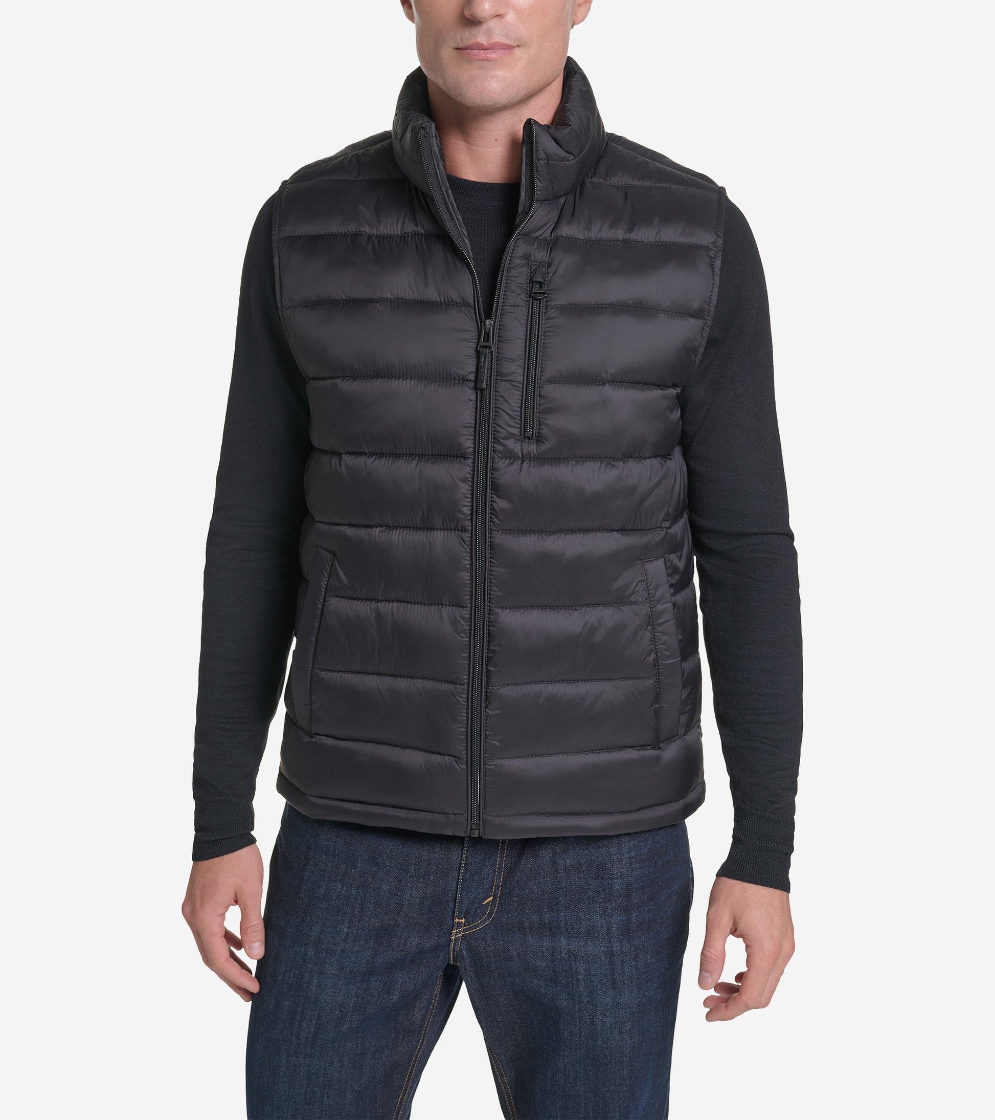 Men's Nylon Puffer Vest-Black