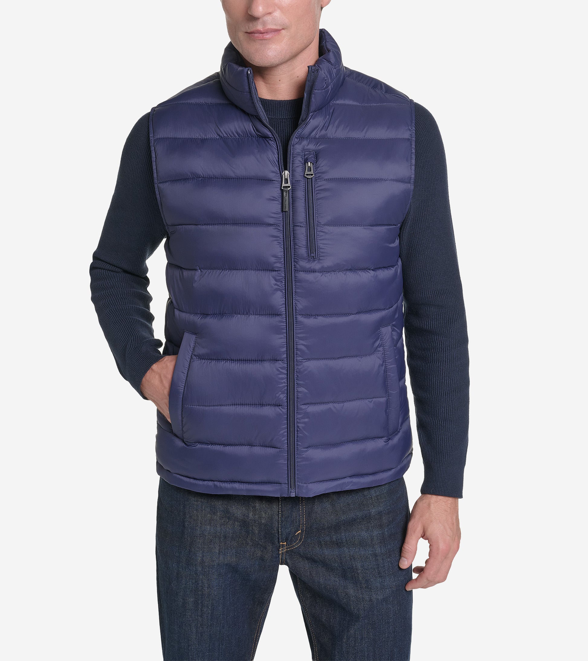 Men's Nylon Puffer Vest-Navy