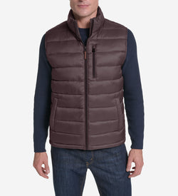 Men's Nylon Puffer Vest-Brown