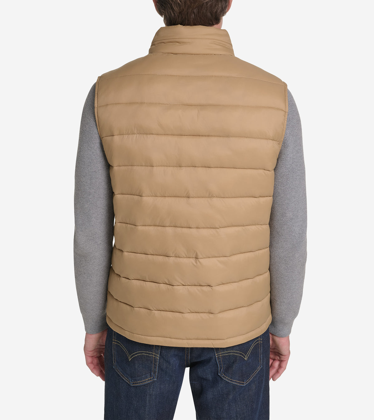 Men's Stand Collar Puffer Vest-Sand