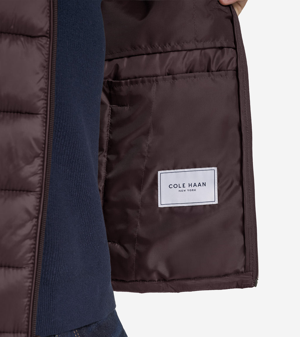 Men's Nylon Puffer Vest-Brown