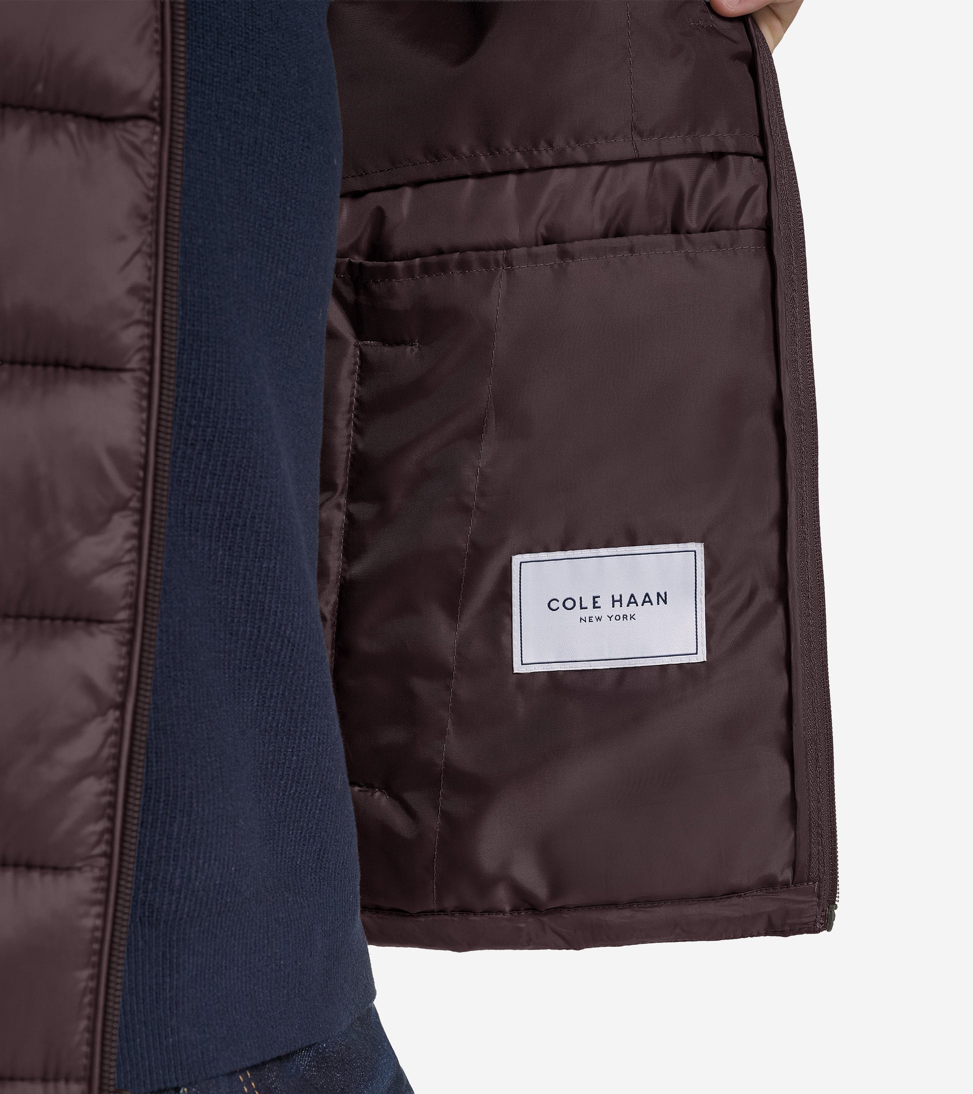 Men's Nylon Puffer Vest-Brown