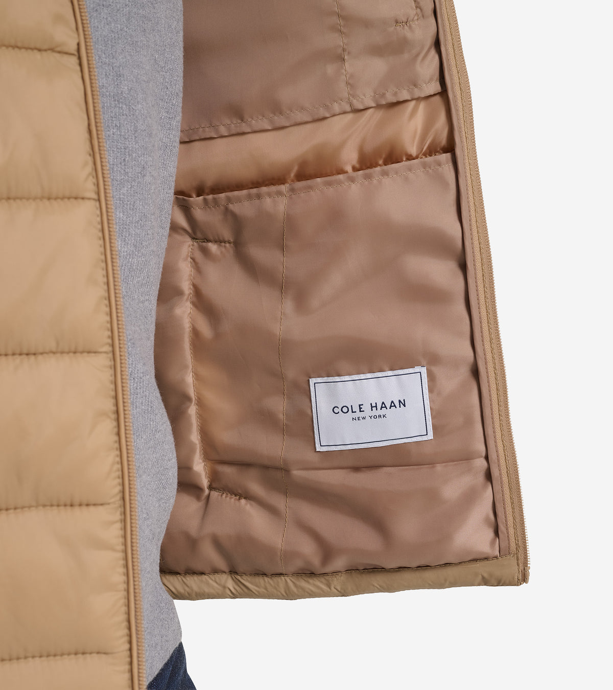 Men's Stand Collar Puffer Vest-Sand