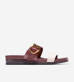 Women's Oaklynn Double Band Footbed Sandals-Mahogany Croc Print-Natural