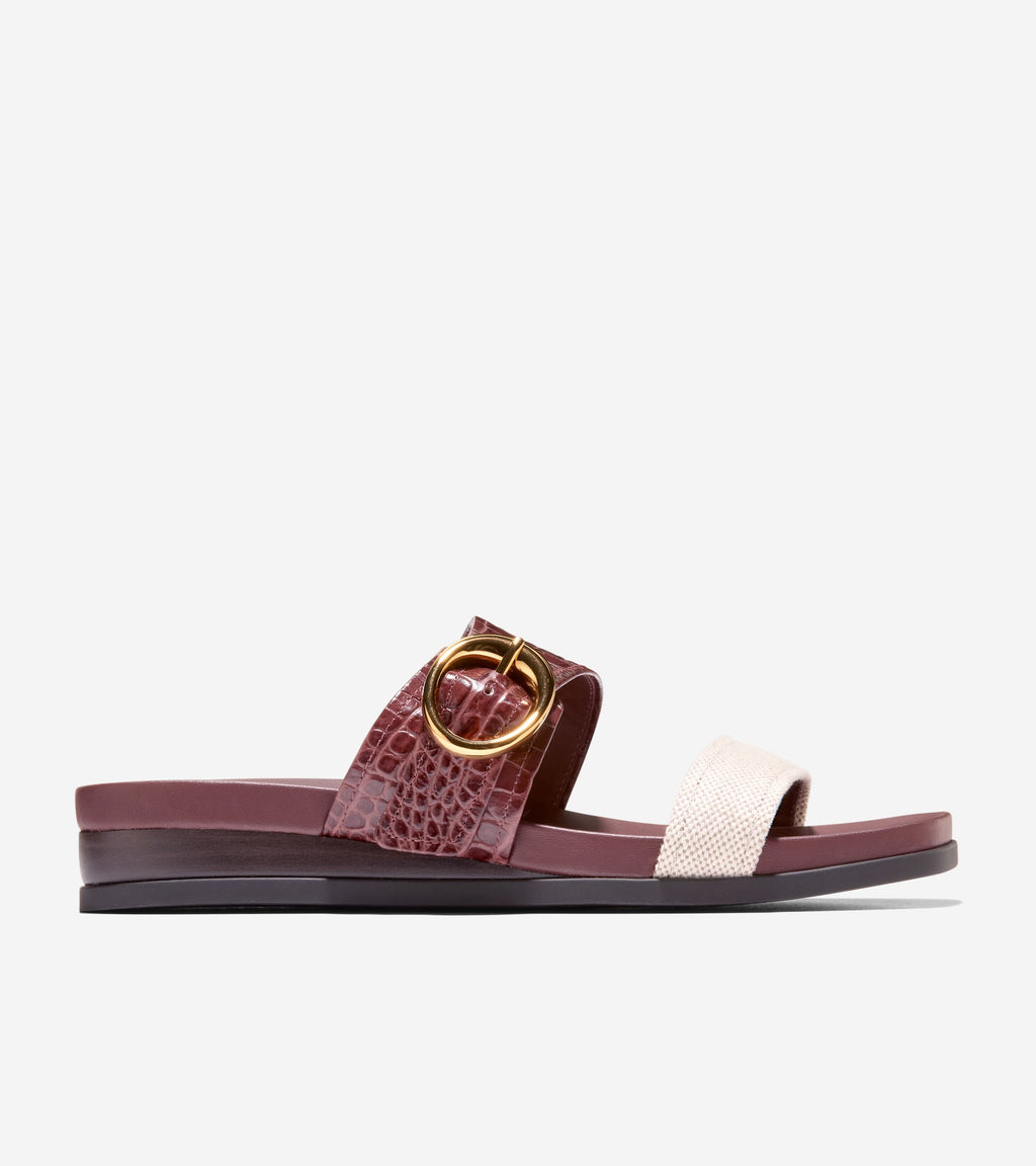 Women's Oaklynn Double Band Footbed Sandals-Mahogany Croc Print-Natural