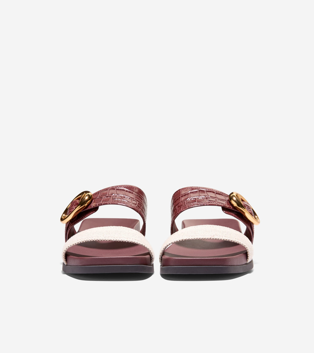 Women's Oaklynn Double Band Footbed Sandals-Mahogany Croc Print-Natural