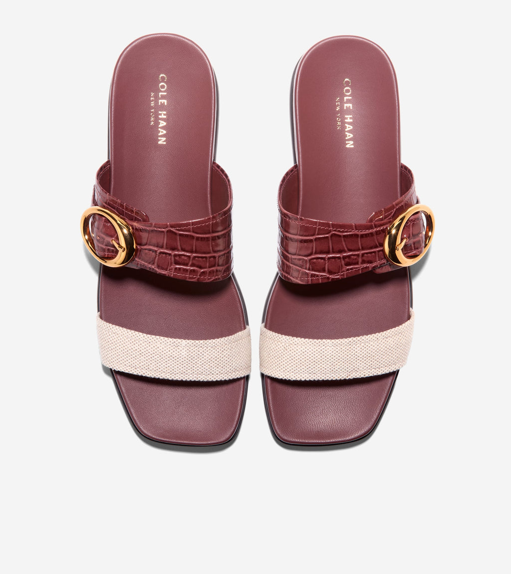 Women's Oaklynn Double Band Footbed Sandals-Mahogany Croc Print-Natural