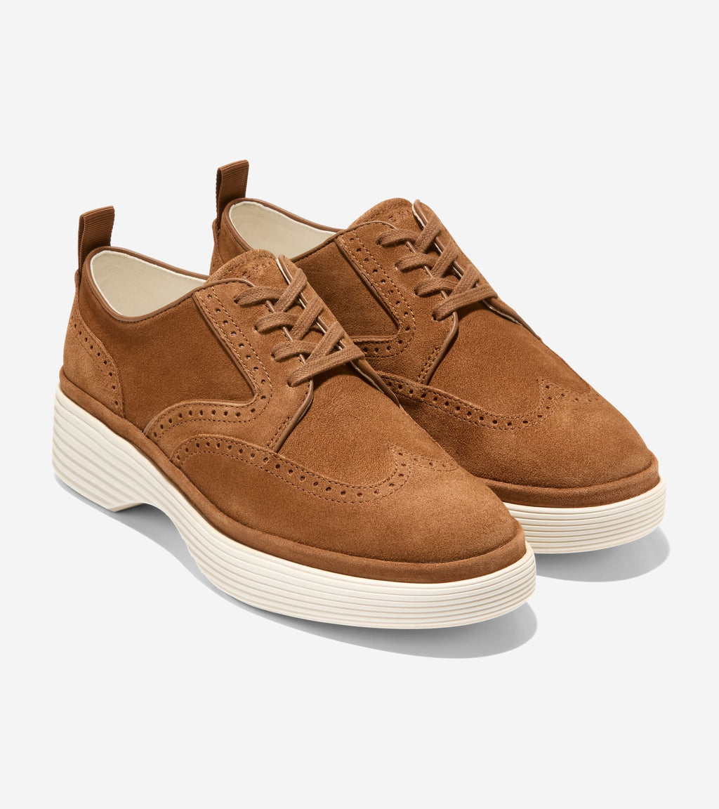 Women's ØriginalGrand City Platform Wingtip Oxfords-Tobacco