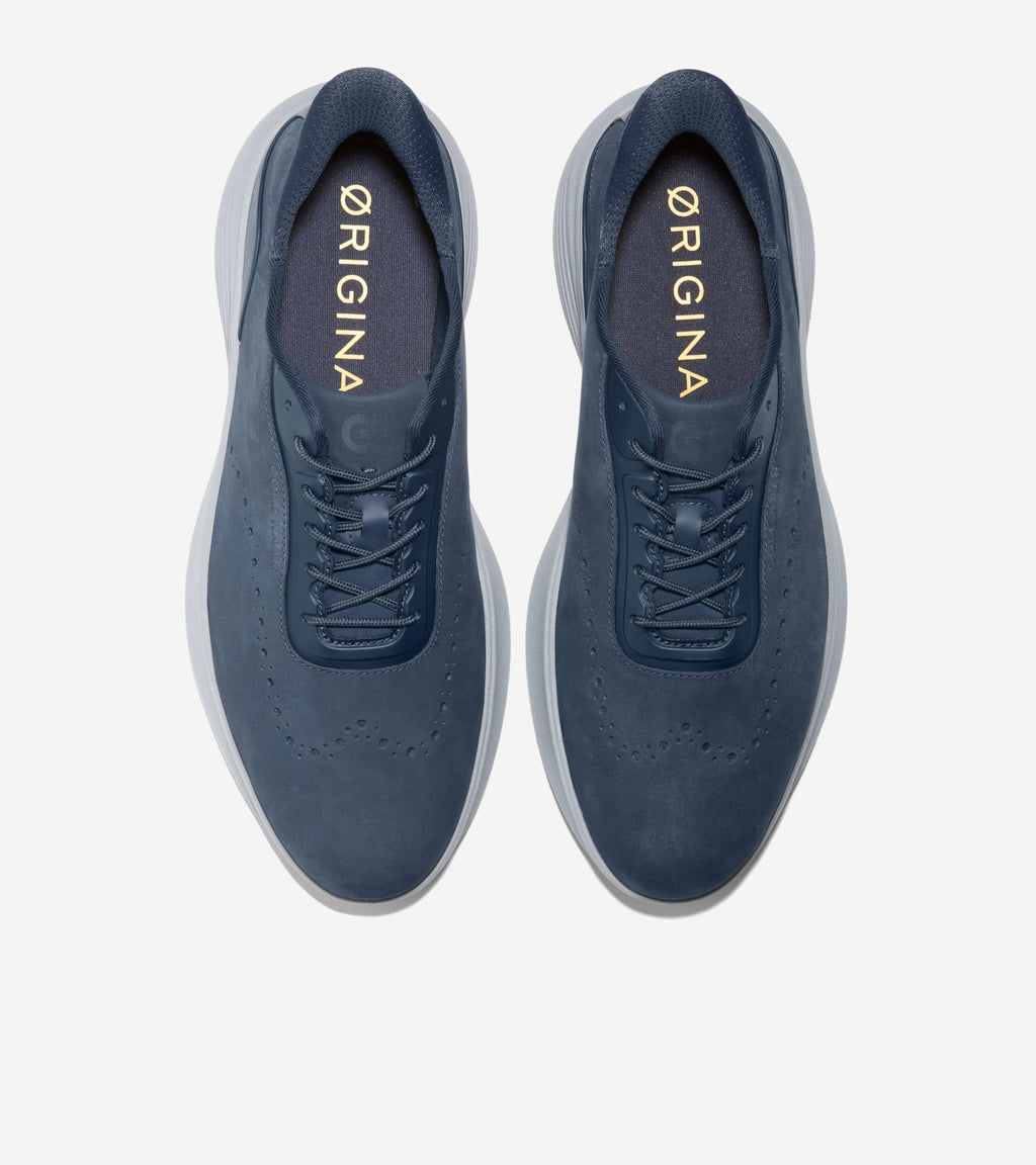 Men's ØriginalGrand Neoarc Quick-On Wingtip Oxfords-Navy Blazer-Gray Pinstripe