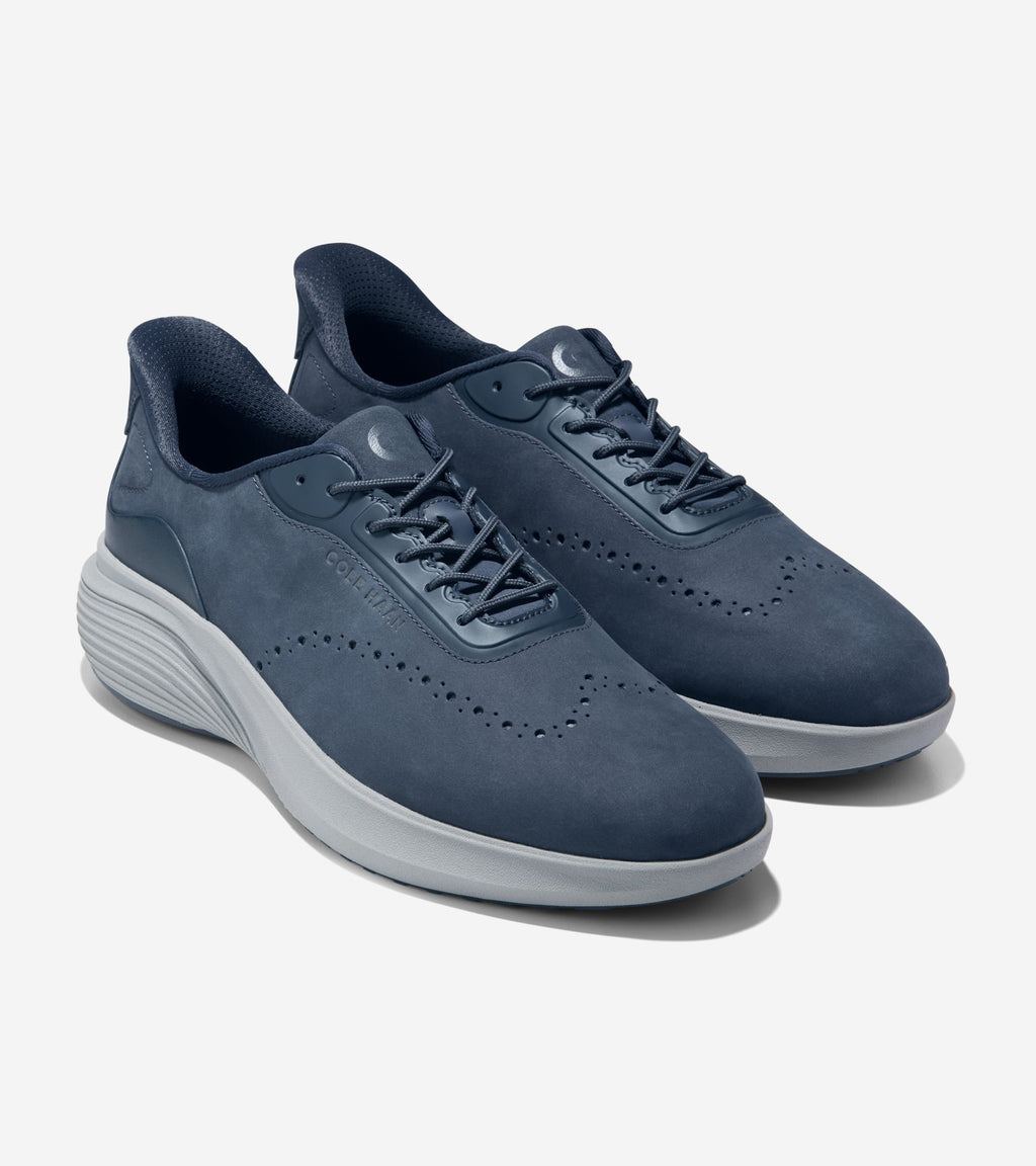 Men's ØriginalGrand Neoarc Quick-On Wingtip Oxfords-Navy Blazer-Gray Pinstripe