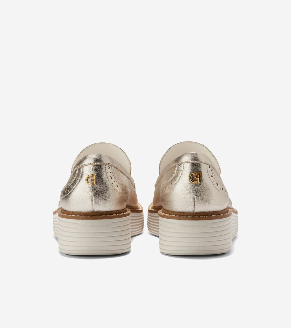 Women's ØriginalGrand Platform Venetian Loafers-Soft Gold-Ivory
