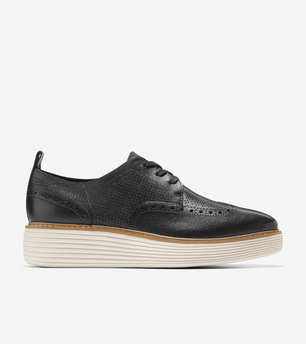 Women's ØriginalGrand Platform Wingtip Oxfords-Black-Ivory
